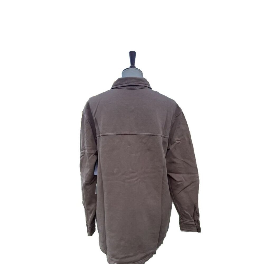 GSO235 Good American Cotton Fleece Shacket Shirt Jacket Size 1/2 - Picture 9 of 10